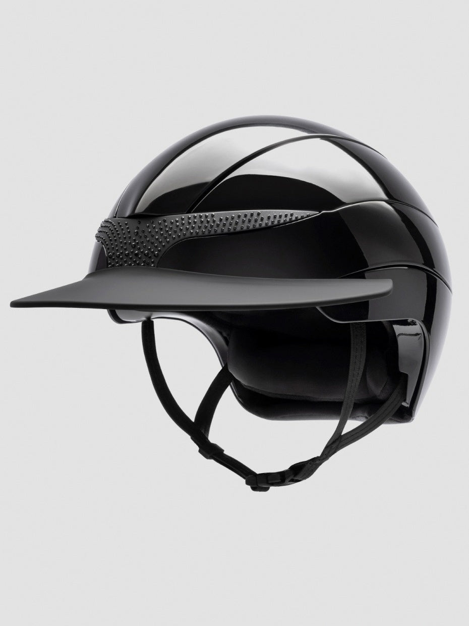 Equiline XANTO - glossy black helmet with strass and matte sun visor