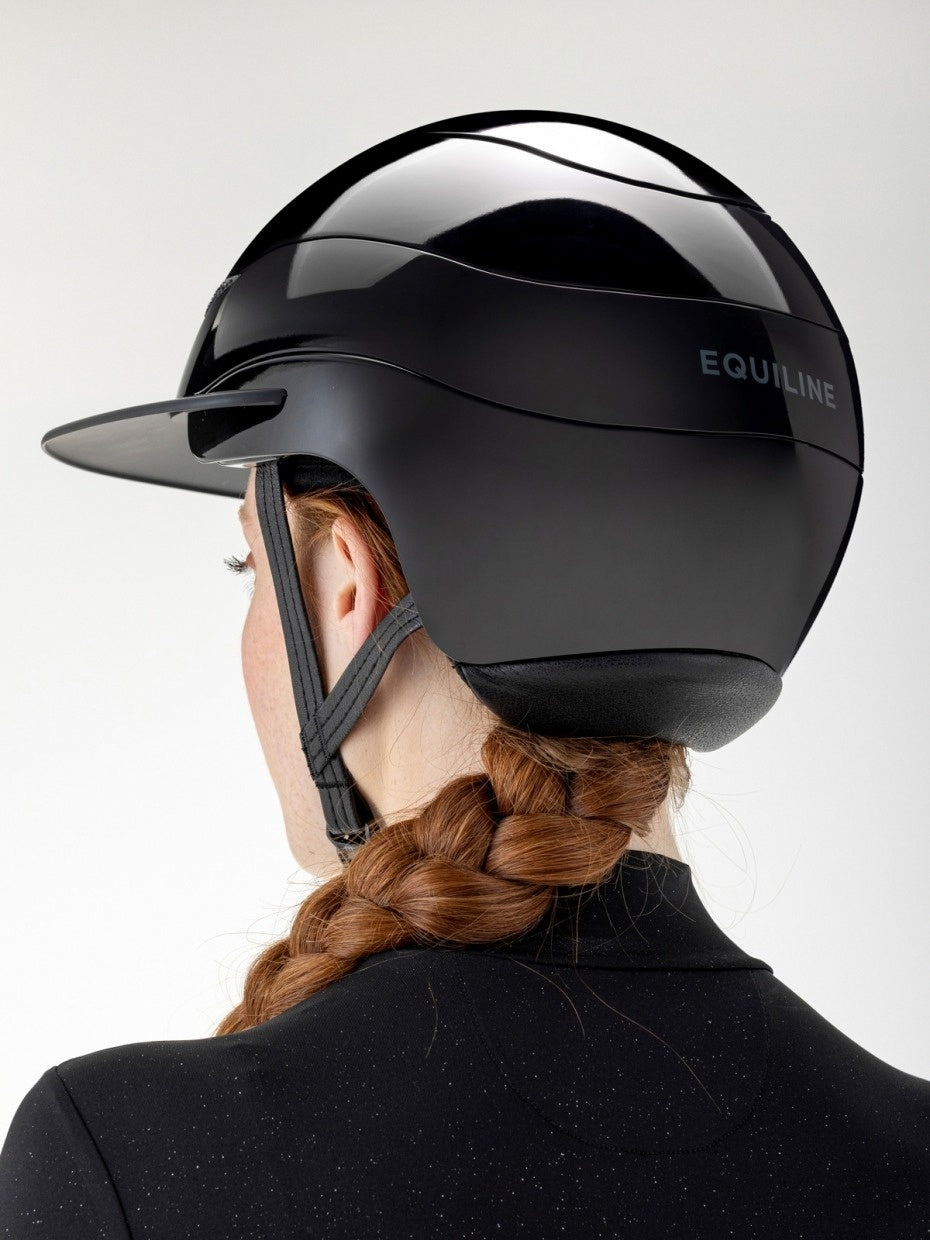 Equiline XANTO - glossy black helmet with strass and matte sun visor