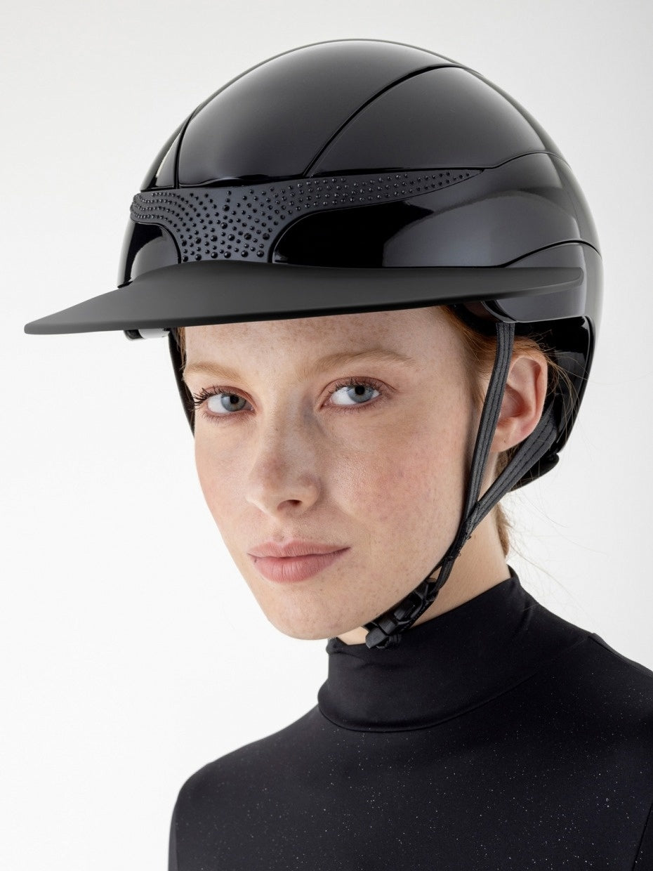 Equiline XANTO - glossy black helmet with strass and matte sun visor