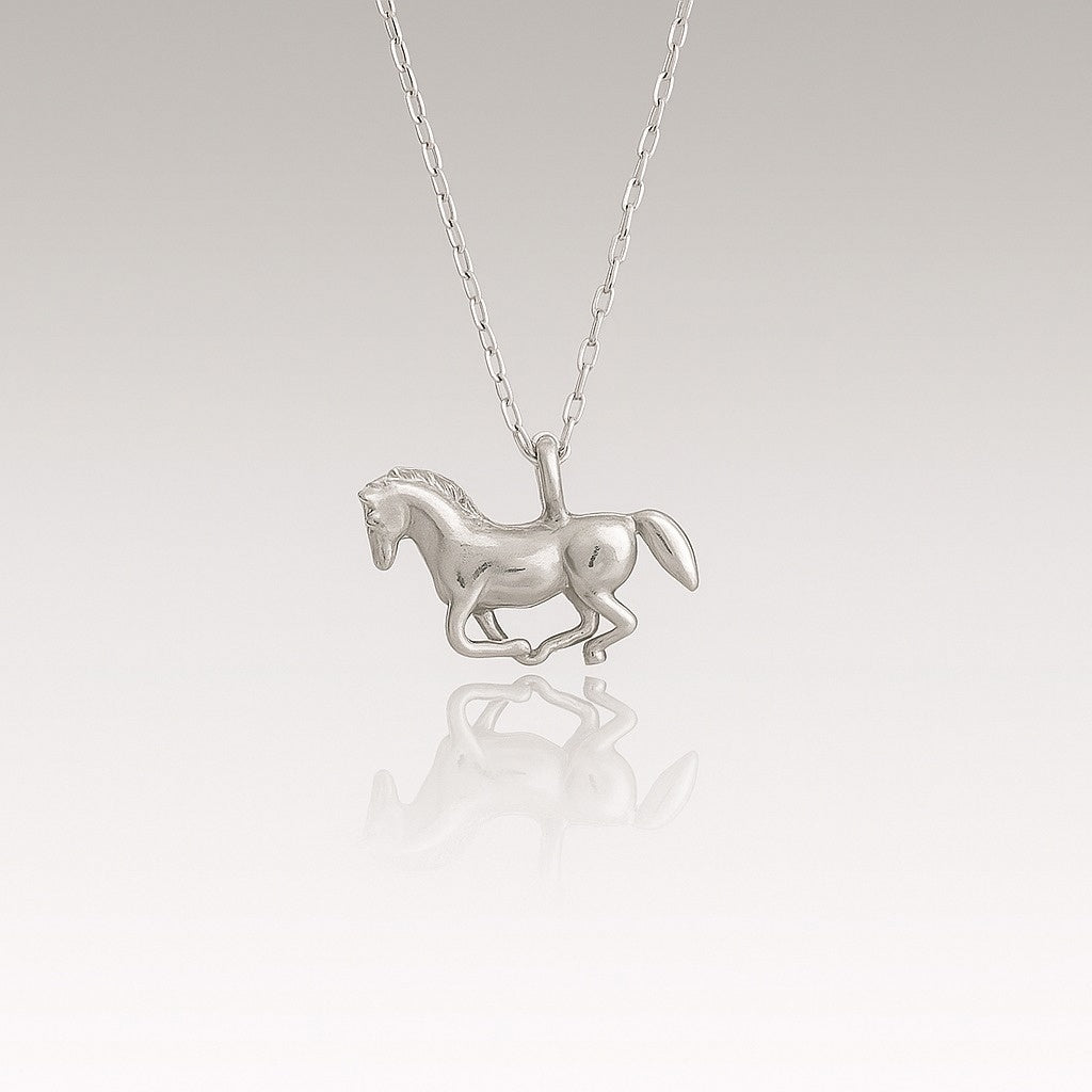 14K Solid Gold Horse Necklace