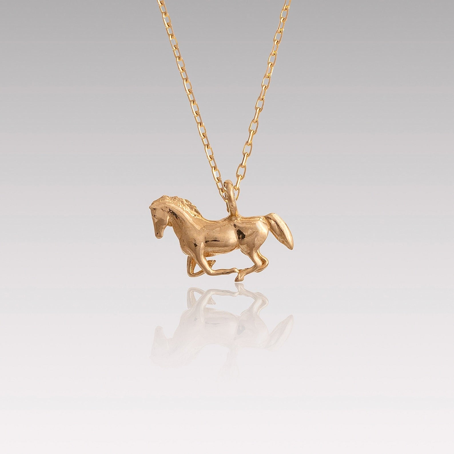 14K Solid Gold Horse Necklace
